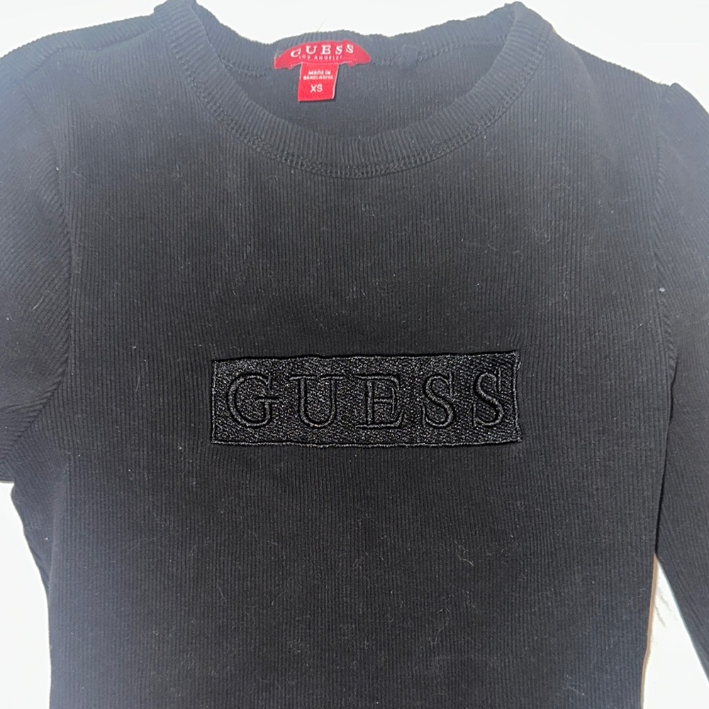 Guess Black Crewneck Sweater with Subtle Tonal Design